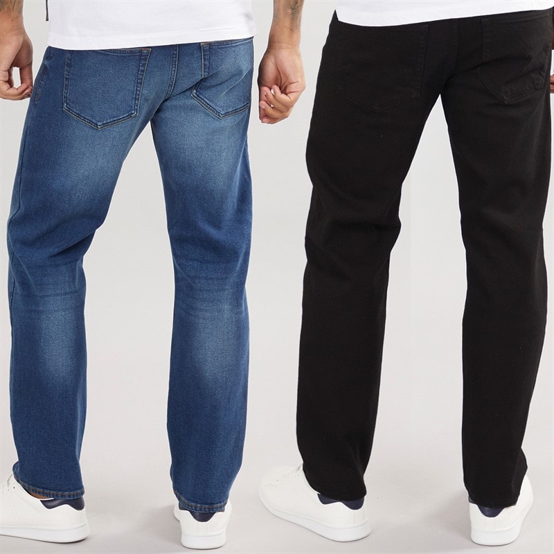 Herren - FCUK Jeans Zwei-Pack Regular Fit IND15 Darkwash/BLK01 Schwarz - Bild 2