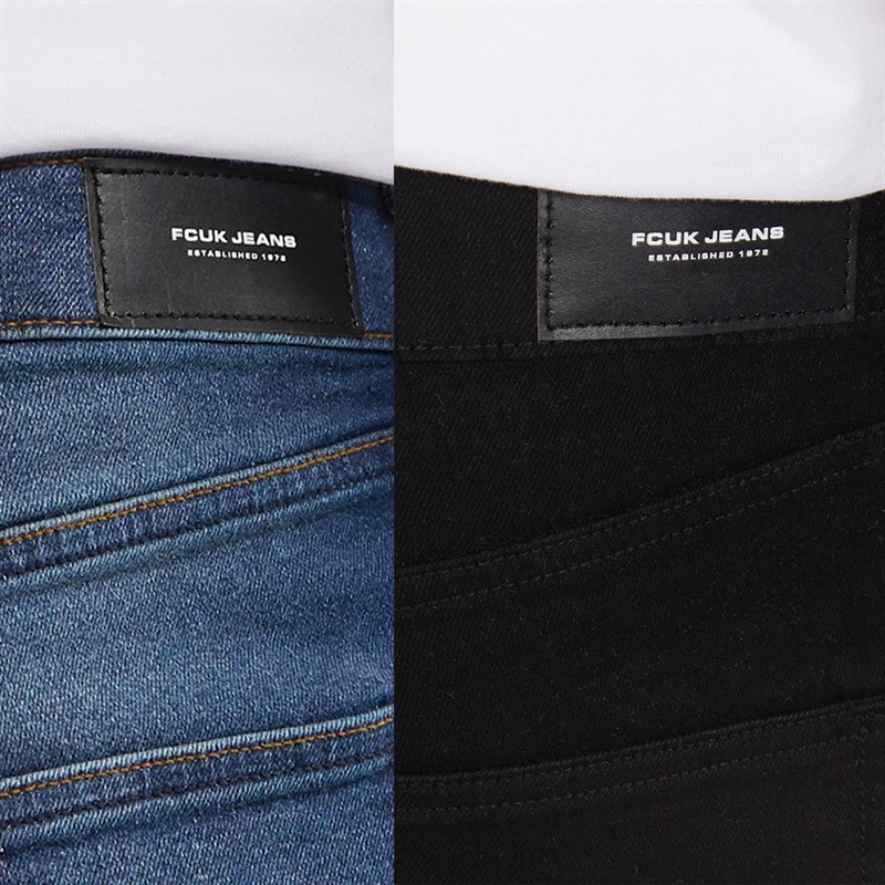 Herren - FCUK Jeans Zwei-Pack Regular Fit IND15 Darkwash/BLK01 Schwarz - Bild 3