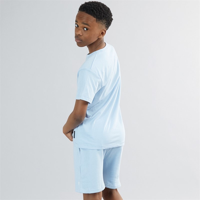 Jongens t-shirt en short set Hellblau Mel/White - Afbeelding 2