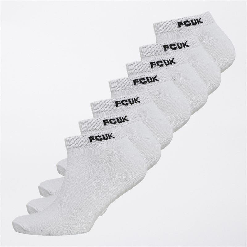 French Connection Herren - FCUK Sneaker-Socken Sieben-Pack - Weiß/Schwarz