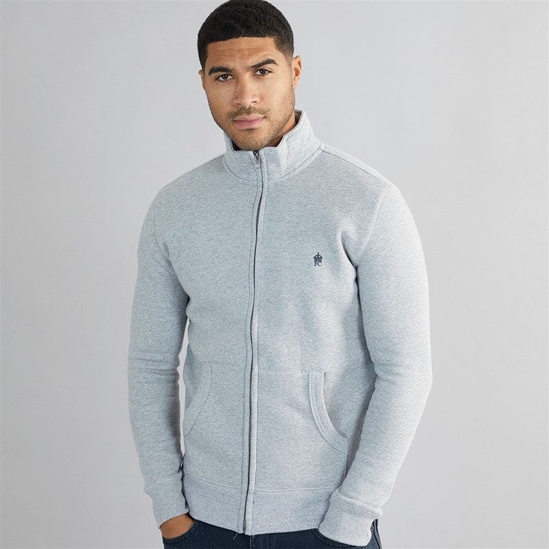 Sweat-shirt à col entonnoir hommes Gris clair Mel/Marine - Image 3