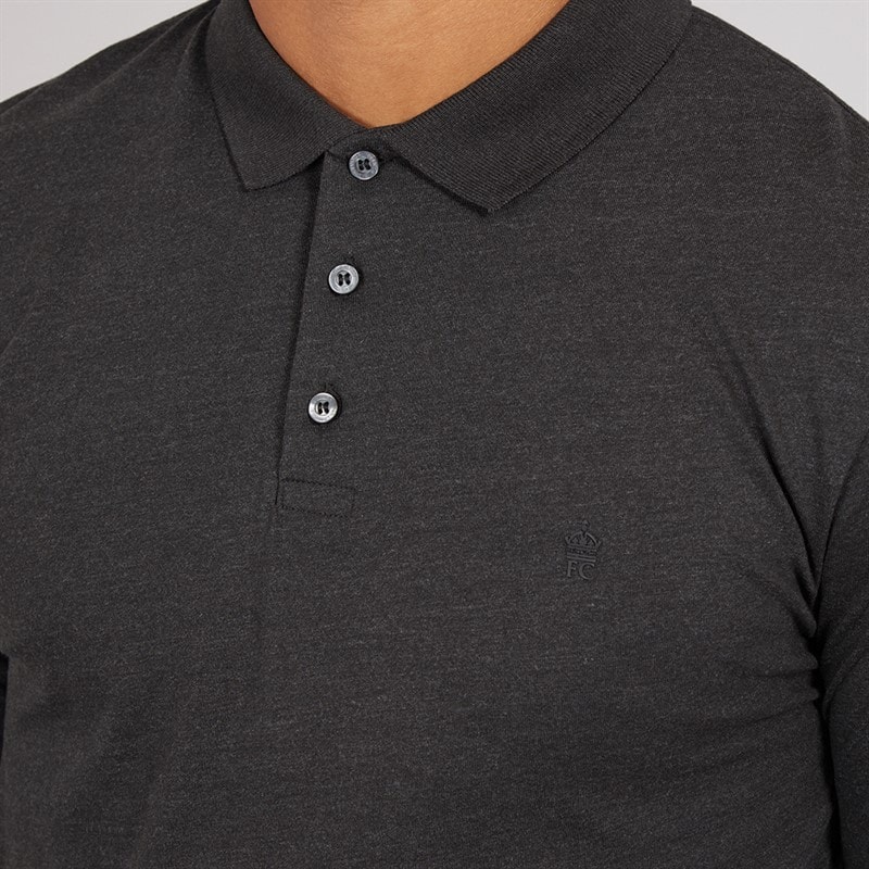 Herren - Langarm J Polohemd Charcoal Mel/Schwarz - Bild 3