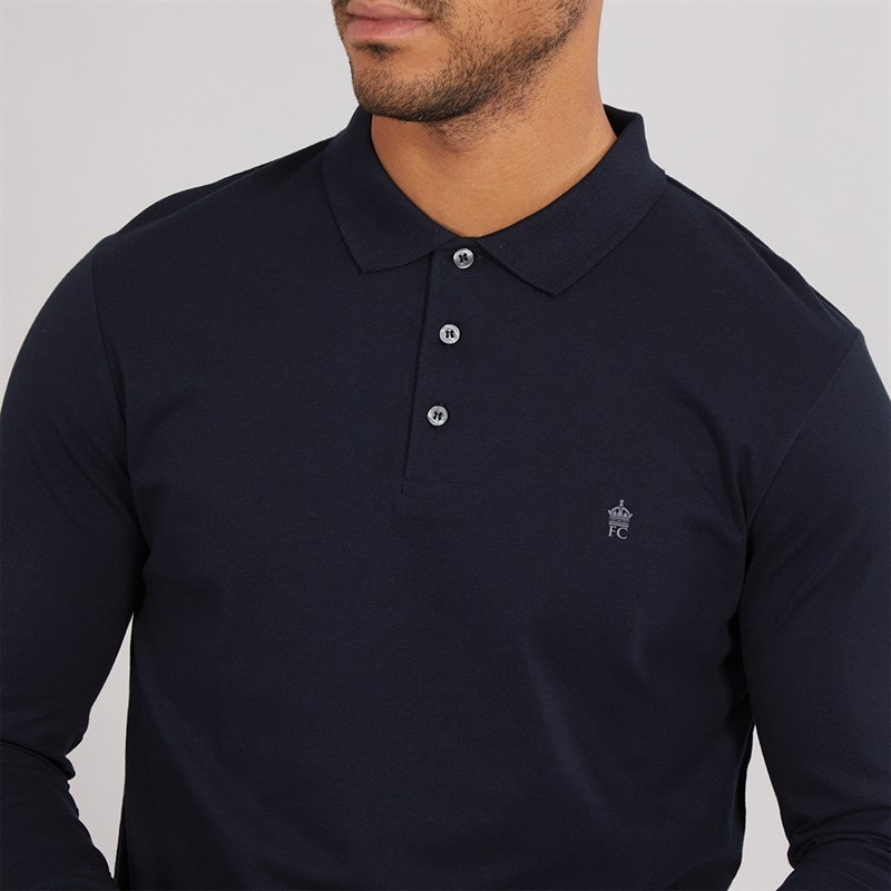 Polo à manches longues hommes Marine/Gunmetal - Image 3