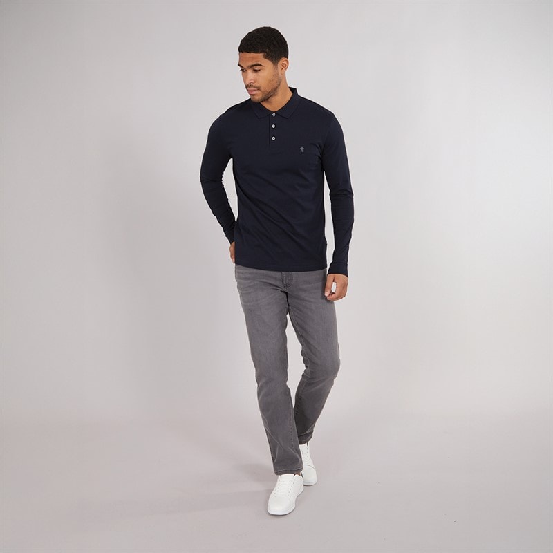 Polo à manches longues hommes Marine/Gunmetal - Image 4