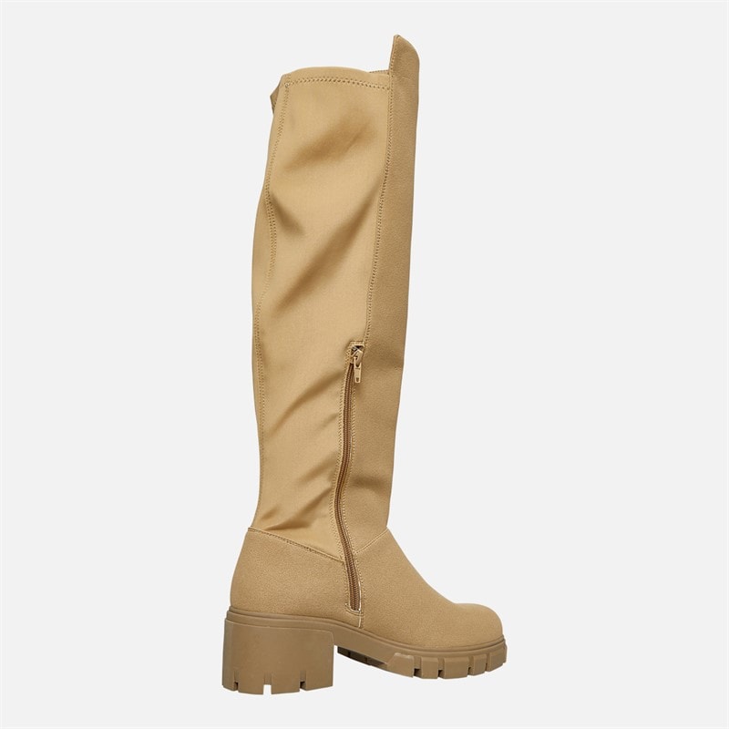 Damen - Chunky Kniehohe Stretch-Stiefel Stone - Bild 5