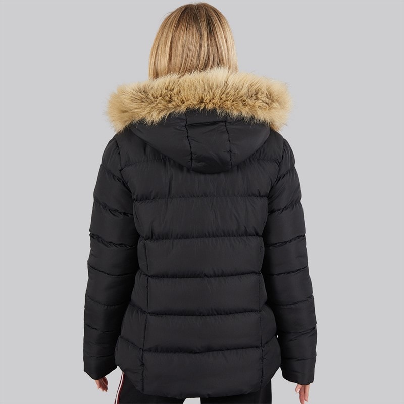 Damskie krótka puchowa kurtka parka do wiosłowania Czarny – zdjęcie  2