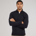 Pull à demi-fermeture éclair en cachemire hommes Marine