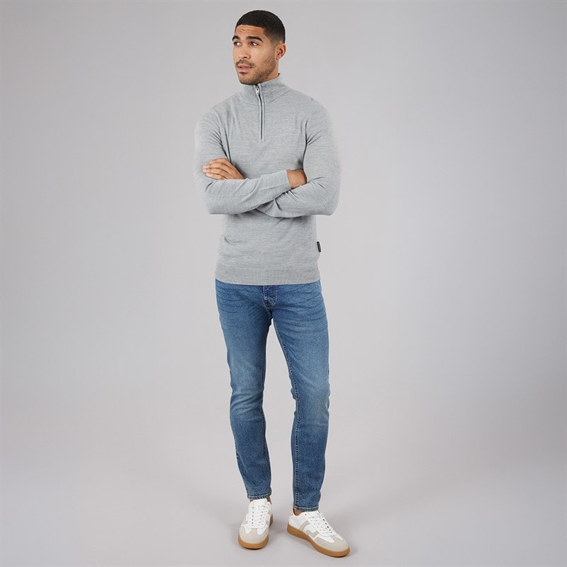Pull à demi-fermeture éclair en cachemire hommes Gris clair Mel - Image 3