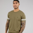 Herren - Armstreifen T-Shirt Hellkhaki/Weiß