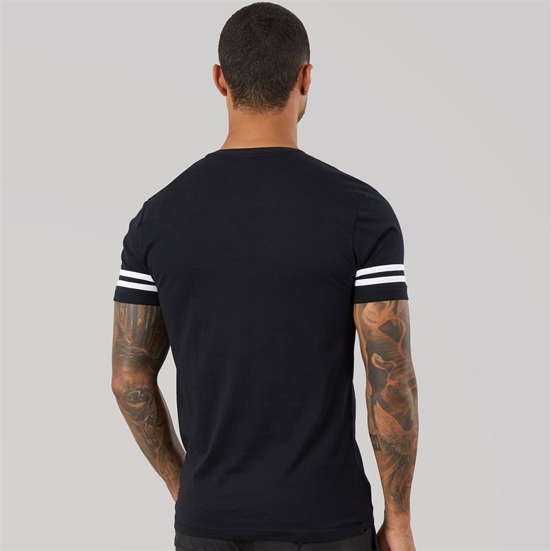 Heren t-shirt met armstrepen Navy/Wit - Afbeelding 2