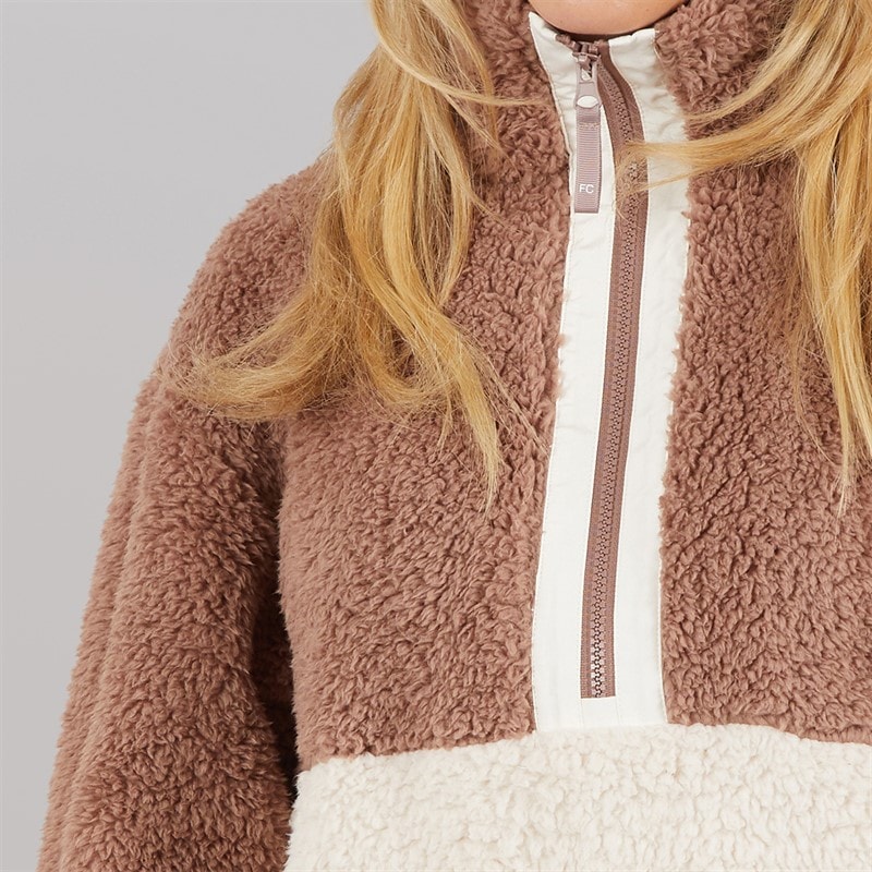 Damskie polar borg block z półzamkiem 1/2 Mocha/Oatmeal – zdjęcie  3