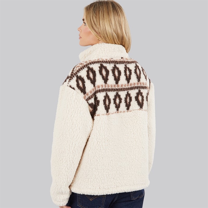 Dames borg fairisle zip fleece Oatmeal - Afbeelding 2
