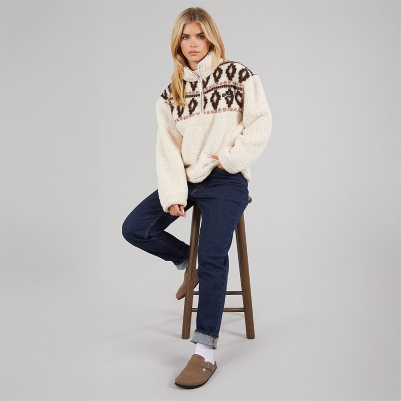 Dames borg fairisle zip fleece Oatmeal - Afbeelding 4
