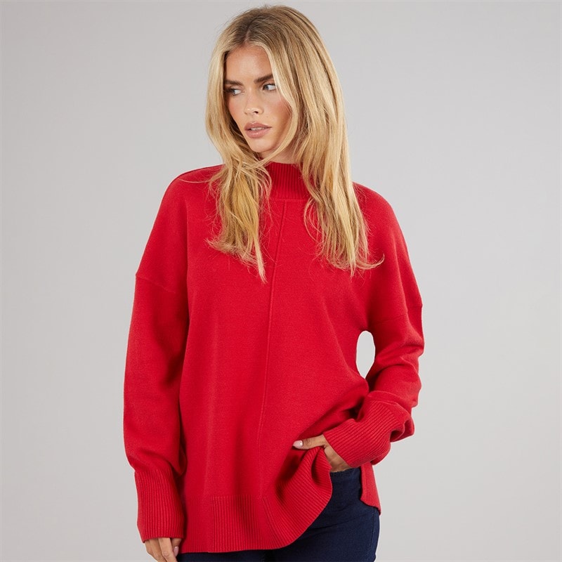 Damen - Gemütlicher Mock-Centre-Pullover True Red - Bild 3
