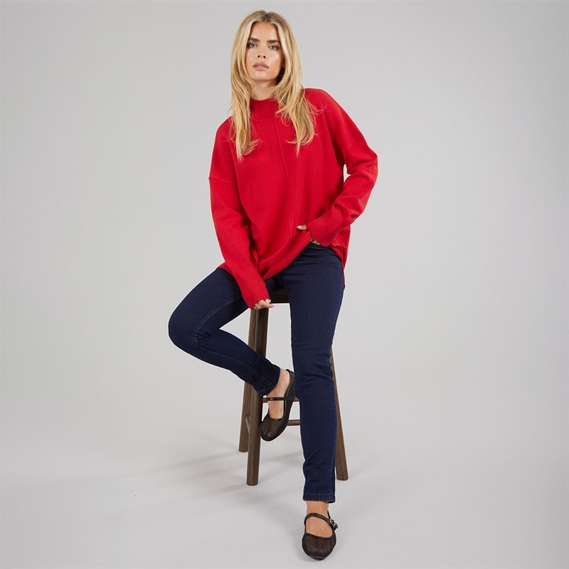 Damen - Gemütlicher Mock-Centre-Pullover True Red - Bild 4