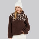 Damskie polarowa bluza z zamkiem i wzorem fair isle Chocolate