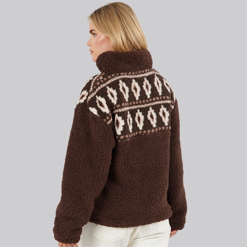 Polaire zippée à motif Fairisle borg femmes Chocolate - Image 2