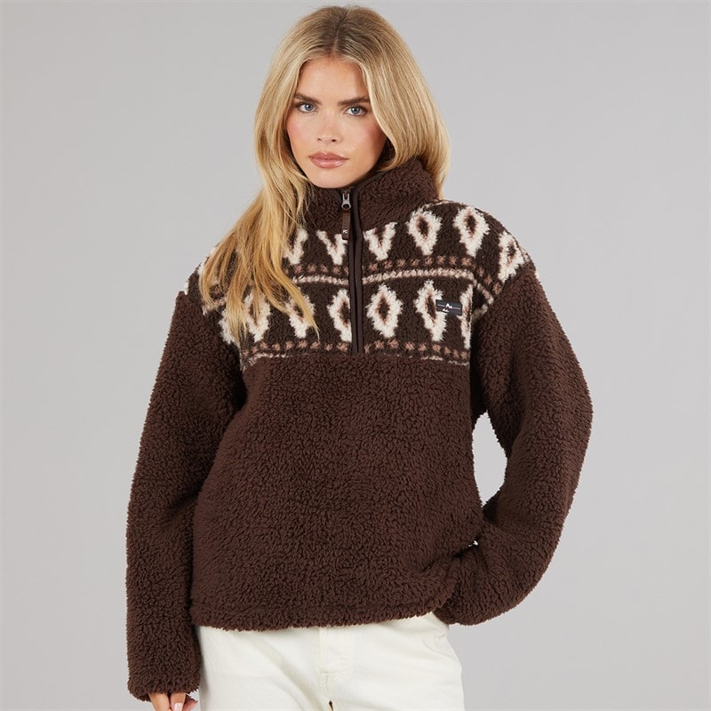 Polaire zippée à motif Fairisle borg femmes Chocolate - Image 3