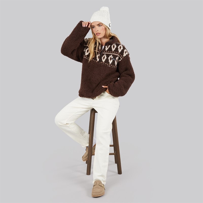 Polaire zippée à motif Fairisle borg femmes Chocolate - Image 4