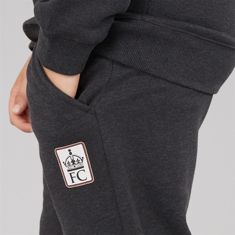 Jongens label overhead hoodie en joggers trainingspak Charcoal Melange/Ecru/Verbrand Oranje - Afbeelding 3