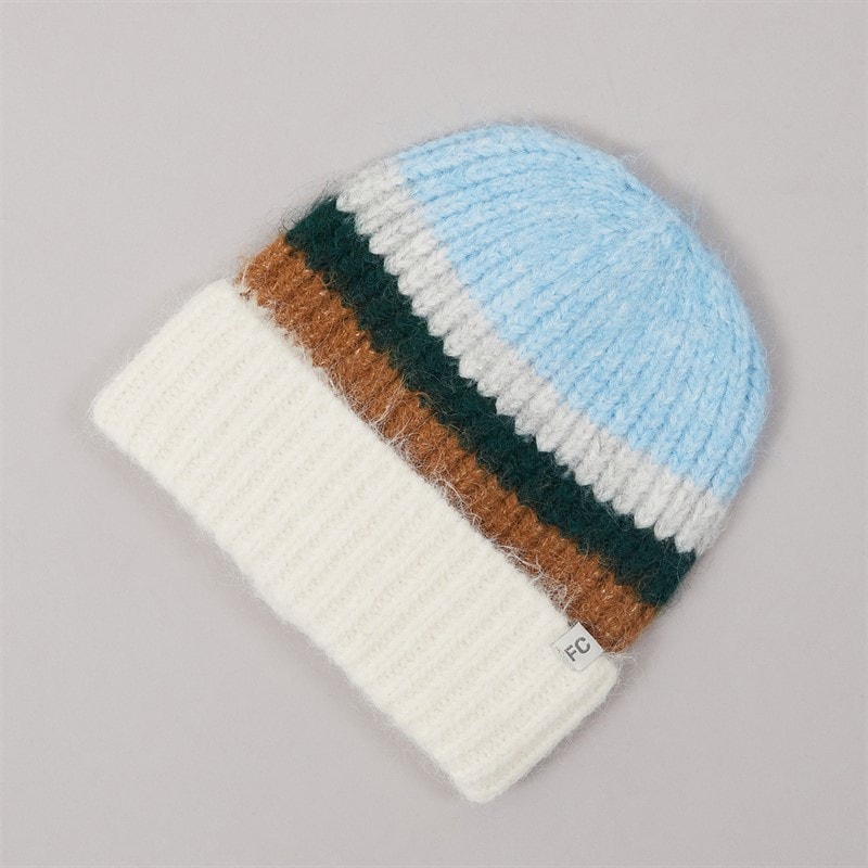 Damskie puszysta czapka typu beanie Niebieski/Camel Multi – zdjęcie  1