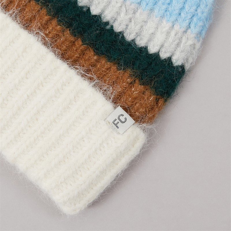 Damskie puszysta czapka typu beanie Niebieski/Camel Multi – zdjęcie  2