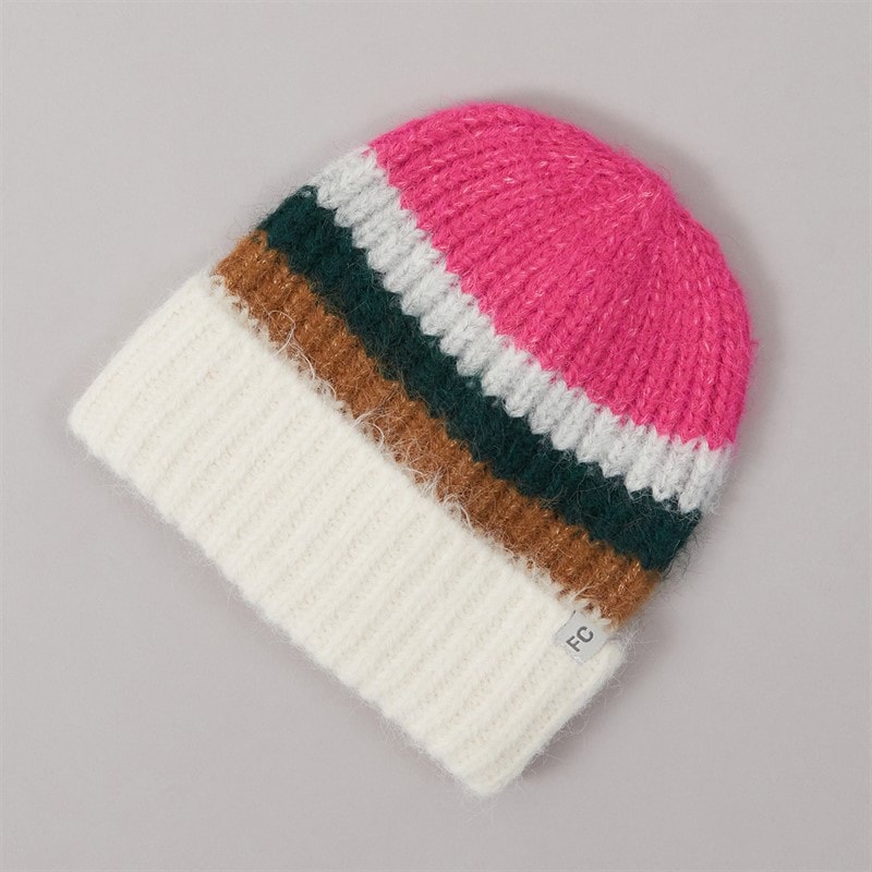 Damen - Flauschige Mütze Pink/Camel Multi - Bild 1