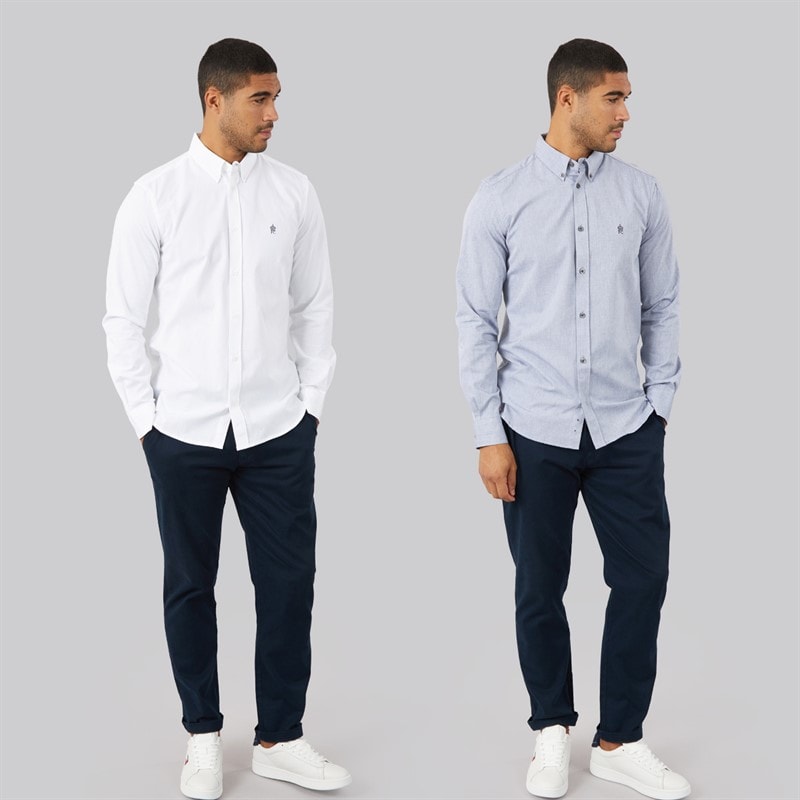 Chemises oxford lot de deux hommes Blanc/Marine - Image 4