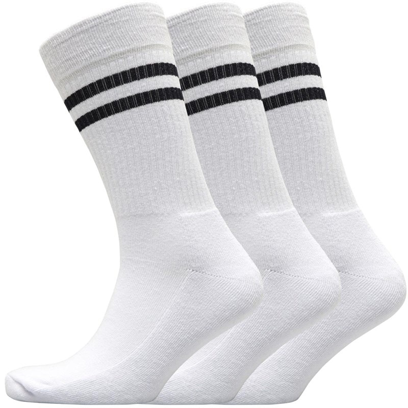 French Connection Herren - FCUK Streifen Socken Dreierpack - Weiß/Schwarz