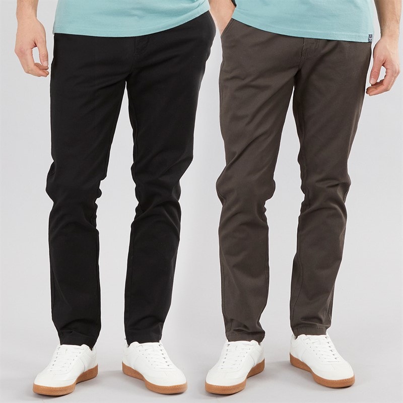 Mężczyźni spodnie chino slim fit w dwupaku Czarny/Charcoal – zdjęcie  1