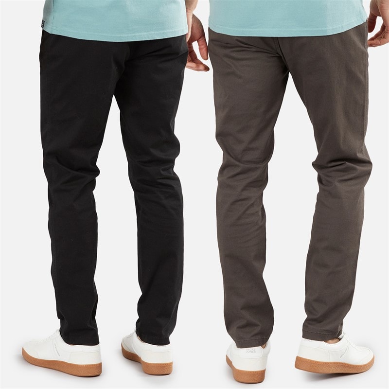 Mężczyźni spodnie chino slim fit w dwupaku Czarny/Charcoal – zdjęcie  2