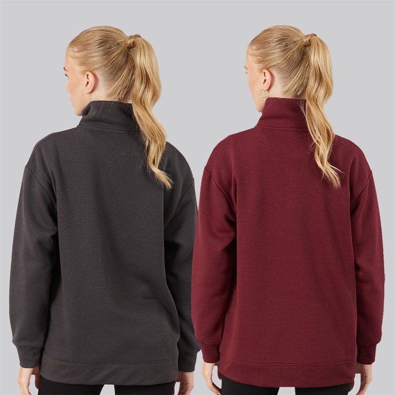 Lot de deux sweat-shirts à demi-fermeture éclair femmes Magnet/Bourgogne - Image 2