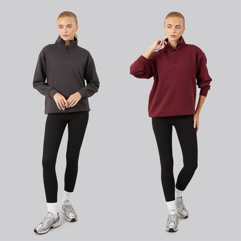 Lot de deux sweat-shirts à demi-fermeture éclair femmes Magnet/Bourgogne - Image 4