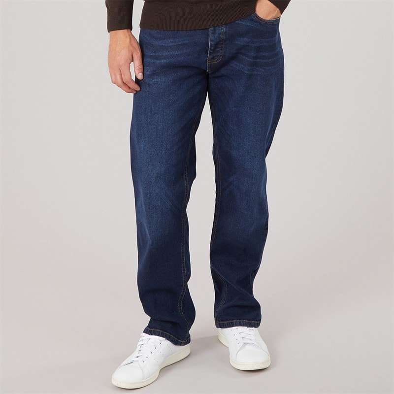 Mężczyźni jeansy denim o prostym, luźnym kroju Lonan Dark Wash – zdjęcie  1
