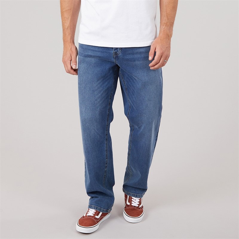 Onfire Mężczyźni jeansy denim o prostym, luźnym kroju Lonan - Mid Wash
