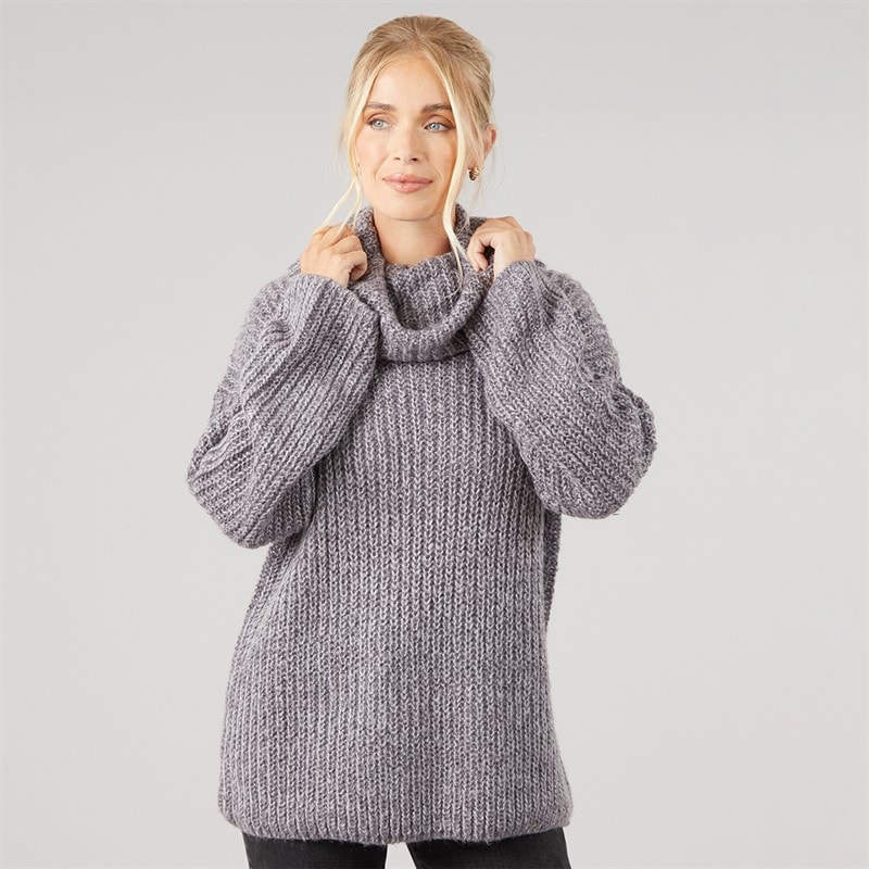 Onfire Damskie sweter z golfem - Charcoal Grey