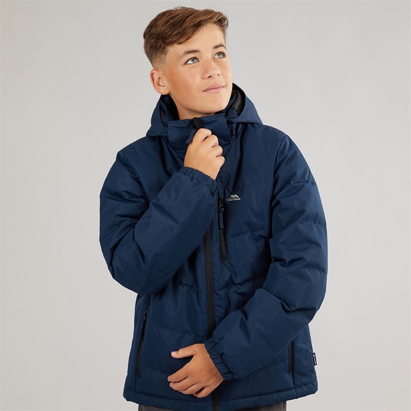 Trespass Junior Jongens figo waterdichte gewatteerde jas met capuchon - Navy - Afbeelding 3