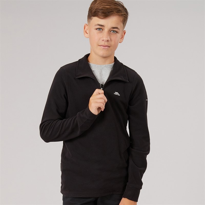 Trespass Micro-polaire Masonville zippée 1/2 junior garçons - Noir - Image 1