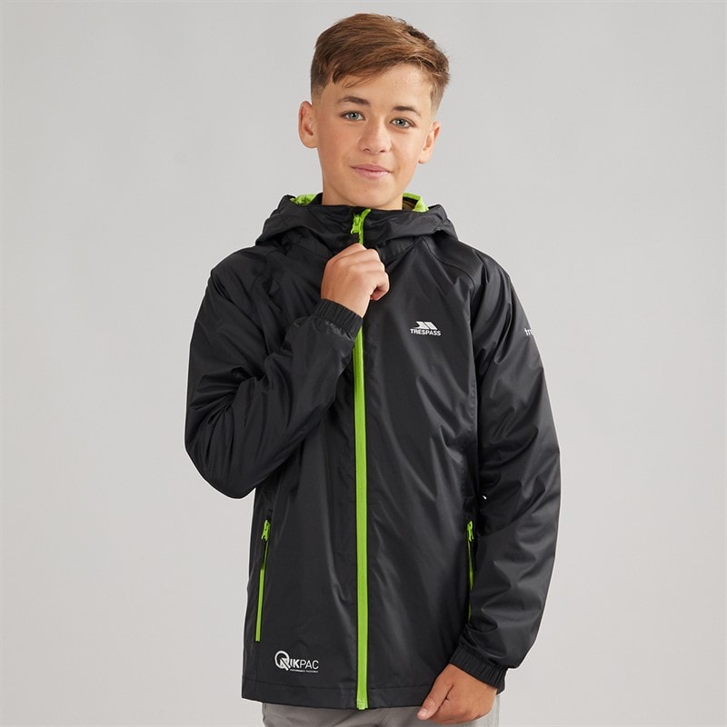 Trespass Jungen - Qikpac Wasserdichte Jacke - Schwarz - Bild 3