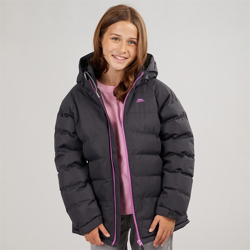 Trespass Veste matelassée imperméable à capuche amira filles - Gris foncé - Image 1