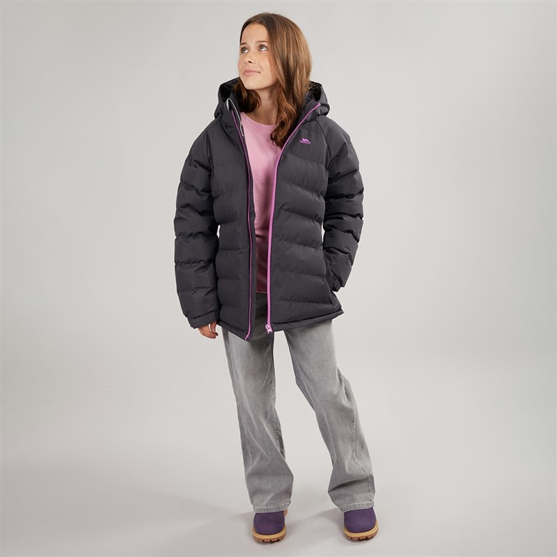 Trespass Veste matelassée imperméable à capuche amira filles - Gris foncé - Image 4