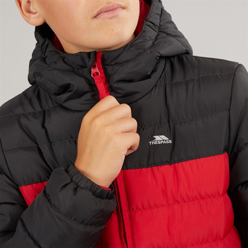 Trespass Junior Jongens oskar gewatteerde capuchonjas - Rood/Dunkelgrau - Afbeelding 5