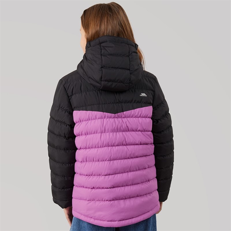 Trespass Dziewczęce ocieplana kurtka z kapturem oskar - Deep Pink/Dunkel Grey – zdjęcie  2