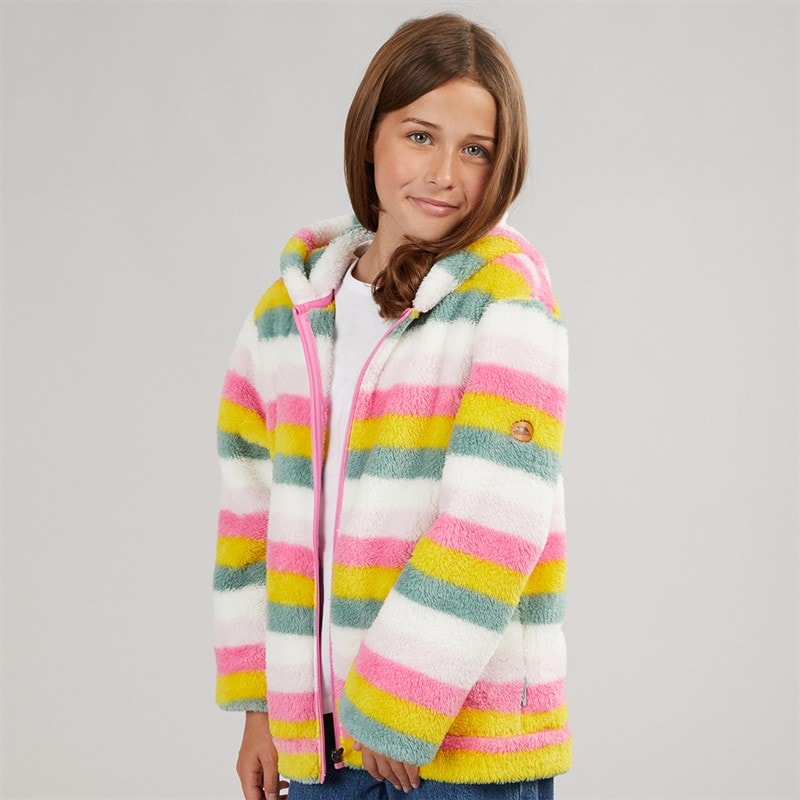 Meisjes fleece met rits en geweldige strepen Pale Pink Stripe - Afbeelding 1
