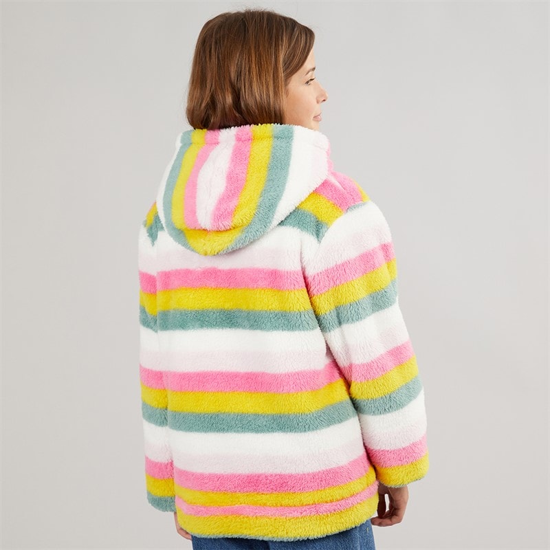 Meisjes fleece met rits en geweldige strepen Pale Pink Stripe - Afbeelding 2