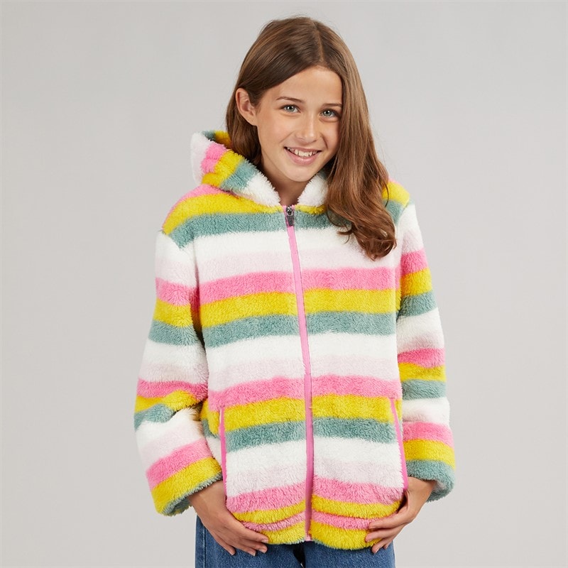 Meisjes fleece met rits en geweldige strepen Pale Pink Stripe - Afbeelding 3