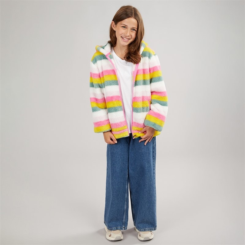 Meisjes fleece met rits en geweldige strepen Pale Pink Stripe - Afbeelding 4