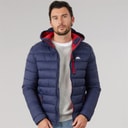 Heren mikail micro gewatteerde jas met capuchon Navy