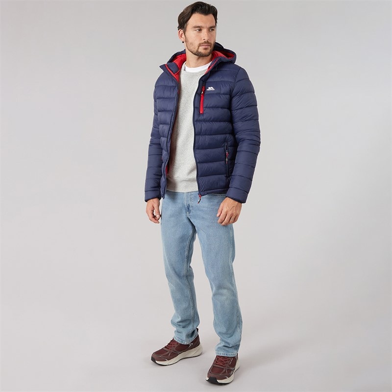 Heren mikail micro gewatteerde jas met capuchon Navy - Afbeelding 4