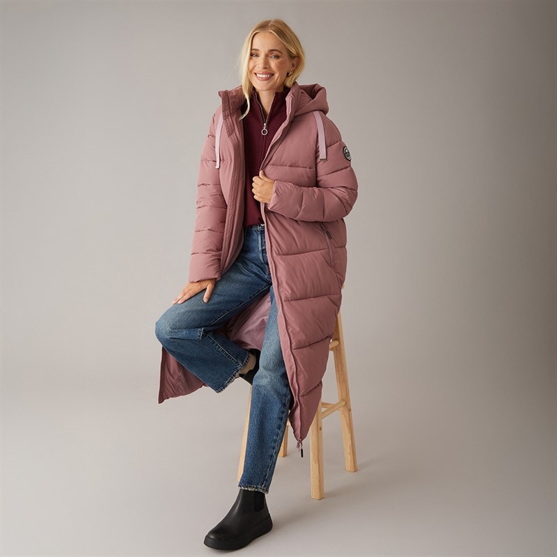 Damen - Therese Wasserdichte Wattierte Lange Jacke Faded Rose - Bild 4